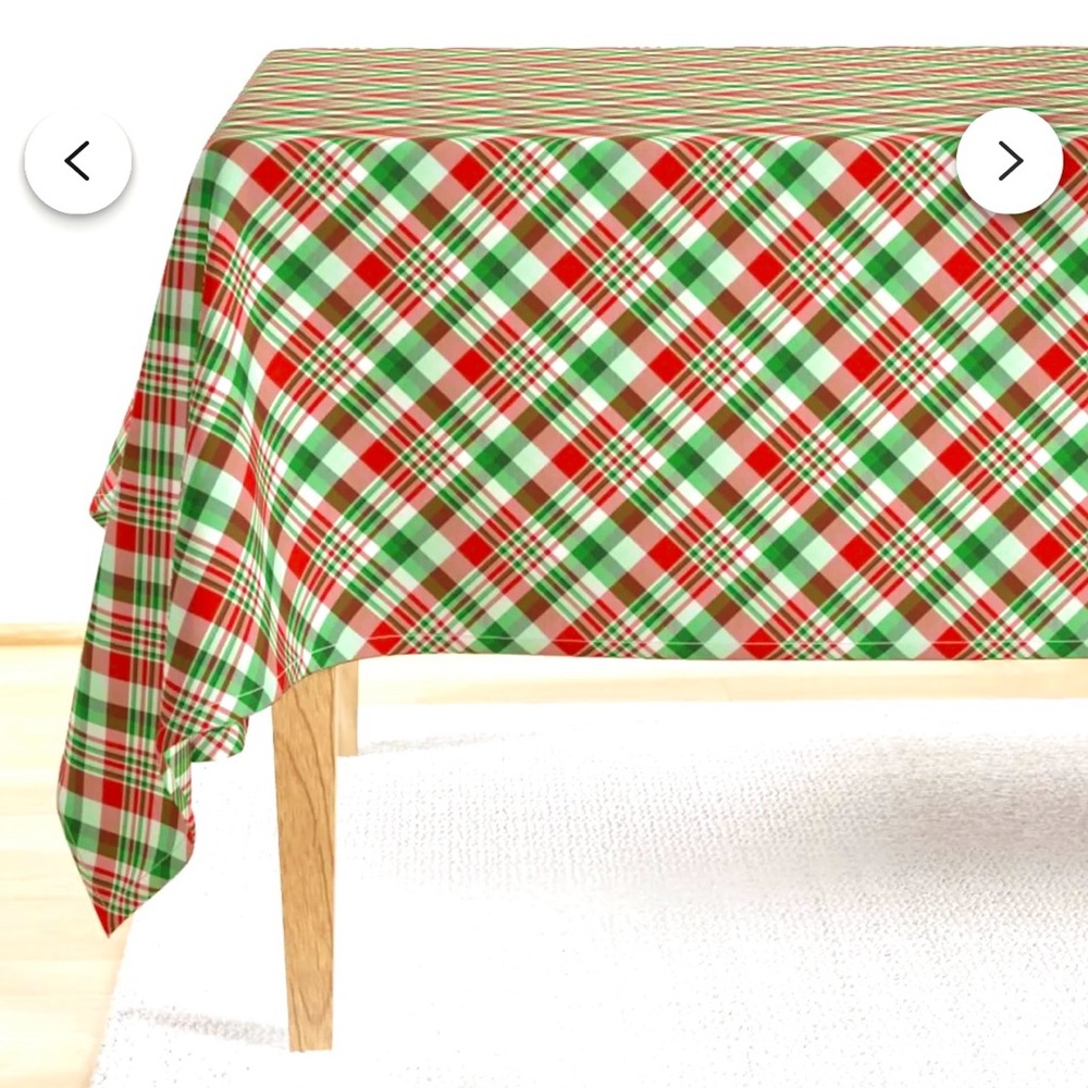 Red And Green Tablecloths (2) Plaid -Check Winter Holidays Tartan Pattern